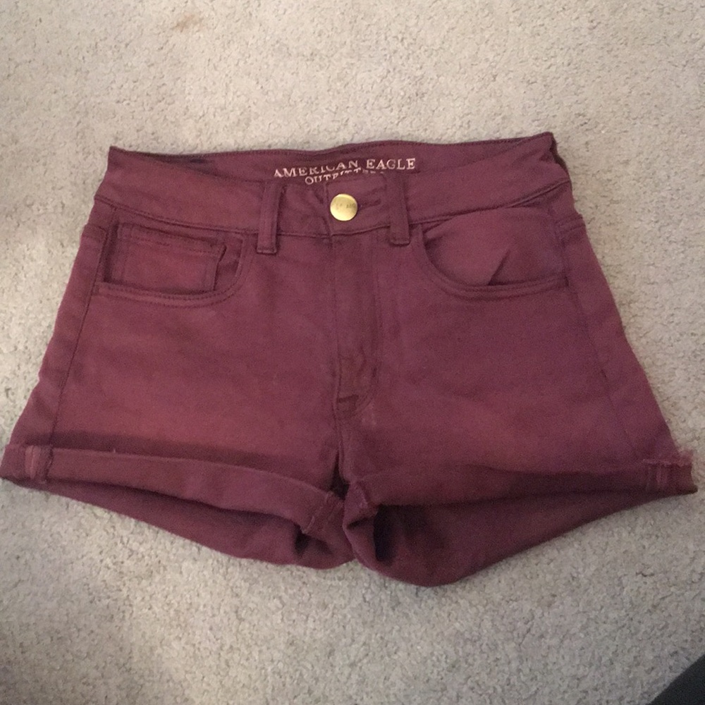 Maroon Denim shorts